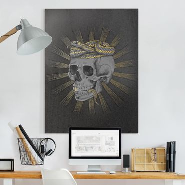 Obraz na płótnie - Ilustracja czaszki i węża Czarne złoto
