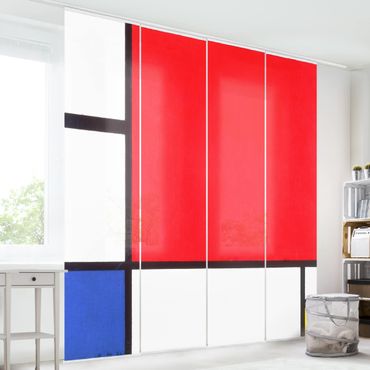 Zasłony panelowe zestaw - Piet Mondrian - Kompozycja Czerwony Niebieski Żółty