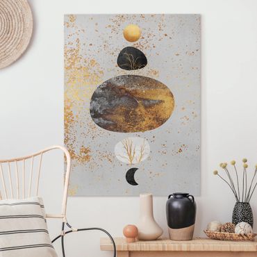 Obraz na płótnie - Słońce i księżyc w złotym połysku