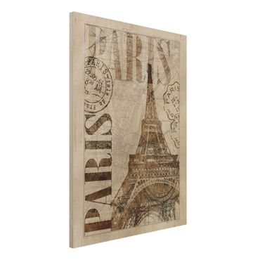 Obraz z drewna - Kolaż w stylu shabby chic - Paryż