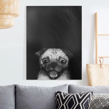 Obraz na płótnie - Ilustracja pies Pug malarstwo na czarno-biały
