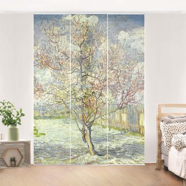 Zasłony panelowe zestaw - Vincent van Gogh - Kwitnące drzewa brzoskwiniowe w ogrodzie