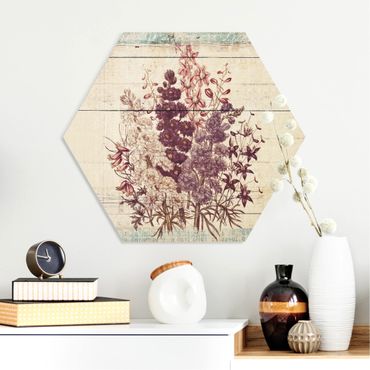 Obraz heksagonalny z Forex - Bukiet botaniczny w stylu vintage