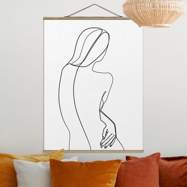Plakat z wieszakiem - Line Art Kobieta z tyłu czarno-biały