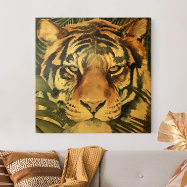 Złoty obraz na płótnie - Tygrys w dżungli