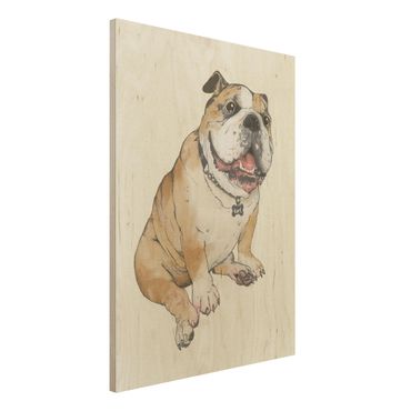 Obraz z drewna - ilustracja pies buldog obraz