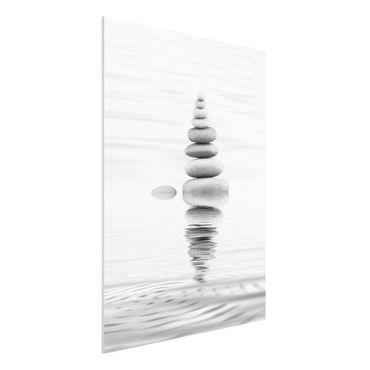 Obraz Forex - Kamienna wieża w wodzie, czarno-biała