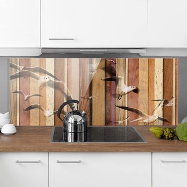 Panel szklany do kuchni - Seagulls