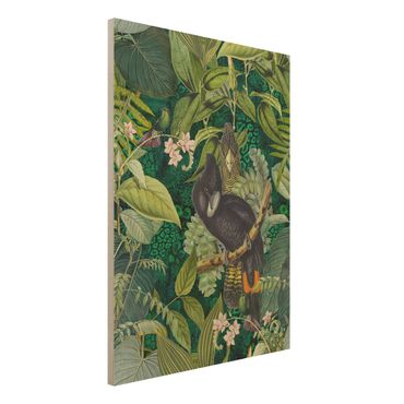 Obraz z drewna - Kolorowanka - Kakadu w dżungli