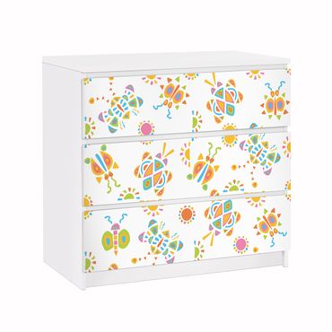 Okleina meblowa IKEA - Malm komoda, 3 szuflady - Ilustracje motyli