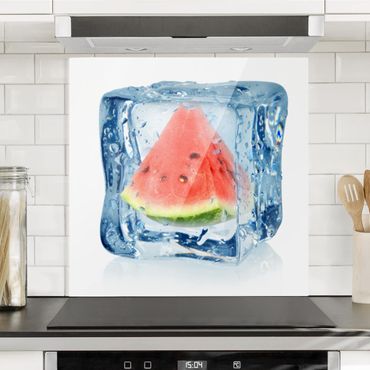 Panel szklany do kuchni - Melon w kostce lodu