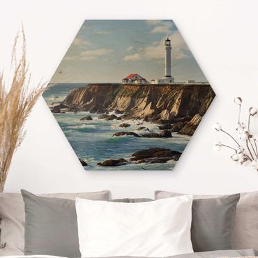 Obraz heksagonalny z drewna - Point Arena Lighthouse California