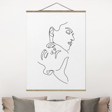 Plakat z wieszakiem - Line Art Twarze kobiet Biała