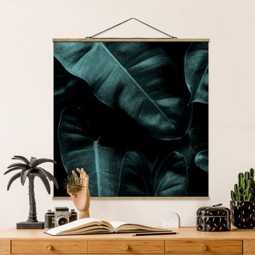 Plakat z wieszakiem - Liście dżungli ciemnozielone