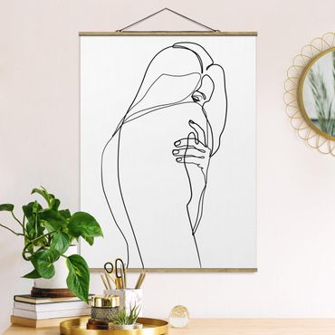 Plakat z wieszakiem - Line Art Woman Nude Shoulder czarno-biały