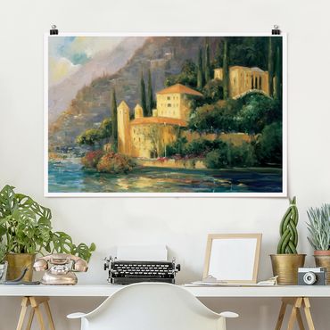 Plakat - Krajobraz włoski - dom wiejski