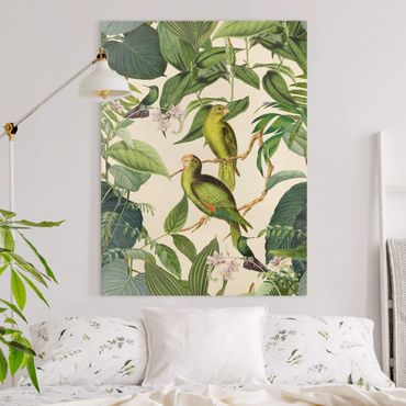 Obraz na płótnie - Kolaże w stylu vintage - Papugi w dżungli