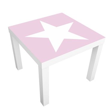 Okleina meblowa IKEA - Lack stolik kawowy - Duże białe gwiazdy na różowym tle
