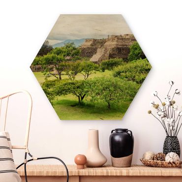 Obraz heksagonalny z drewna - Piramida na Monte Alban