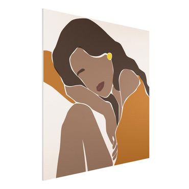 Obraz Forex - Line Art Kobieta Brązowy Beżowy