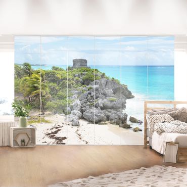 Zasłony panelowe zestaw - Wybrzeże Karaibskie Ruiny Tulum
