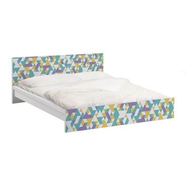 Okleina meblowa IKEA - Malm łóżko 180x200cm - Nr RY33 Trójkąty w kolorze liliowym