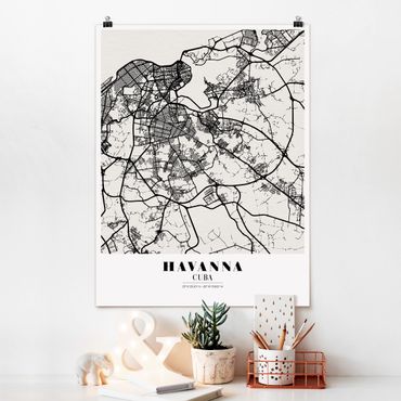 Plakat - Mapa miasta Hawana - Klasyczna