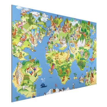Obraz Alu-Dibond - Wielka i śmieszna mapa świata