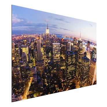 Obraz Alu-Dibond - Nocna panorama Nowego Jorku