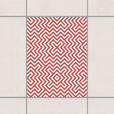 Naklejka na płytki - Czerwony geometryczny wzór w paski