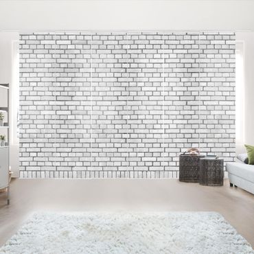 Zasłony panelowe zestaw - Biała ściana z cegły