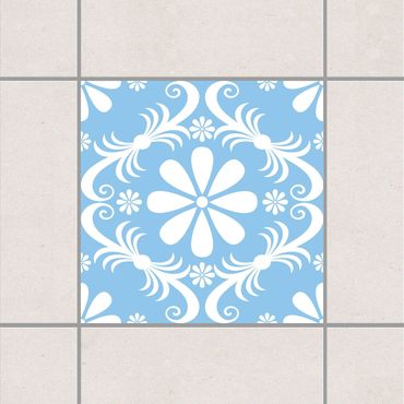 Naklejka na płytki - Kwiatowy wzór jasnoniebieski Niebieski