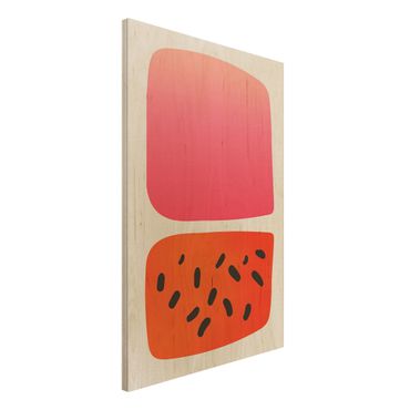 Obraz z drewna - Abstrakcyjne kształty - Melon i róż