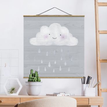 Plakat z wieszakiem - Chmura z kroplami srebrnego deszczu