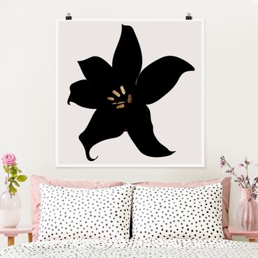 Plakat - Graficzny świat roślin - Orchidea czarno-złota