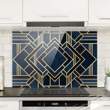 Panel szklany do kuchni - Złoto Art Deco