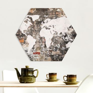 Obraz heksagonalny z Forex - Stara ścienna mapa świata