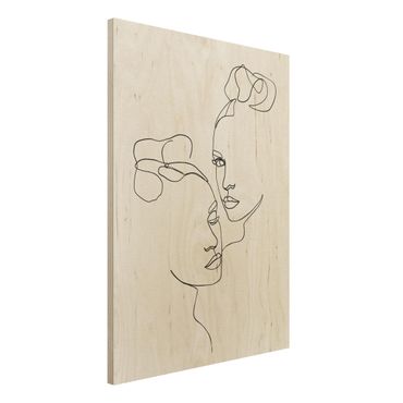 Obraz z drewna - Line Art Twarze kobiet czarno-biały