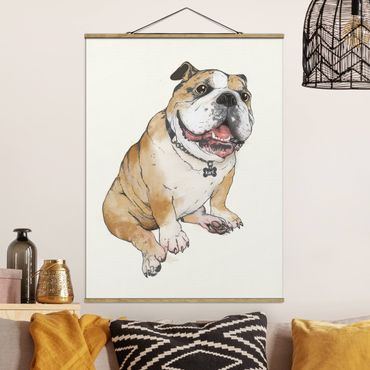 Plakat z wieszakiem - ilustracja pies buldog obraz