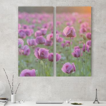 Obraz na płótnie - Fioletowa łąka z makiem opium wiosną