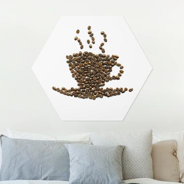 Obraz heksagonalny z Forex - Filiżanka kawy ziarnistej