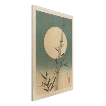 Obraz z drewna - Japoński rysunek Bambus i księżyc