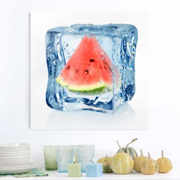 Obraz na szkle - Melon w kostce lodu