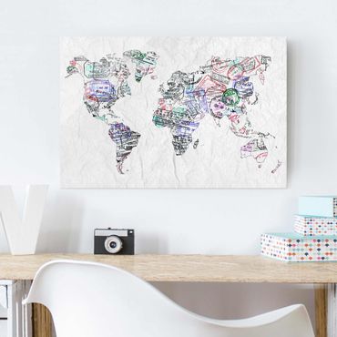 Obraz na szkle - Mapa świata z pieczątką paszportową