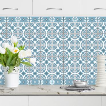 Panel ścienny do kuchni - Płytka geometryczna Mix kółek Niebieski Szary