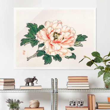 Obraz na szkle - Rysunki azjatyckie Vintage Chryzantema różowa