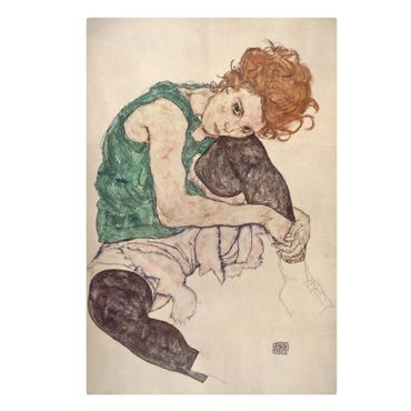 Obraz na płótnie - Egon Schiele - Siedząca kobieta z podniesionym kolanem