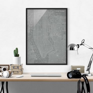 Plakat w ramie - Mapa miasta w stylu vintage Nowy Jork Manhattan
