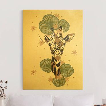 Złoty obraz na płótnie - Zwierzęta Safari - Żyrafa portretowa