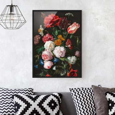Plakat w ramie - Jan Davidsz de Heem - Martwa natura z kwiatami w szklanym wazonie